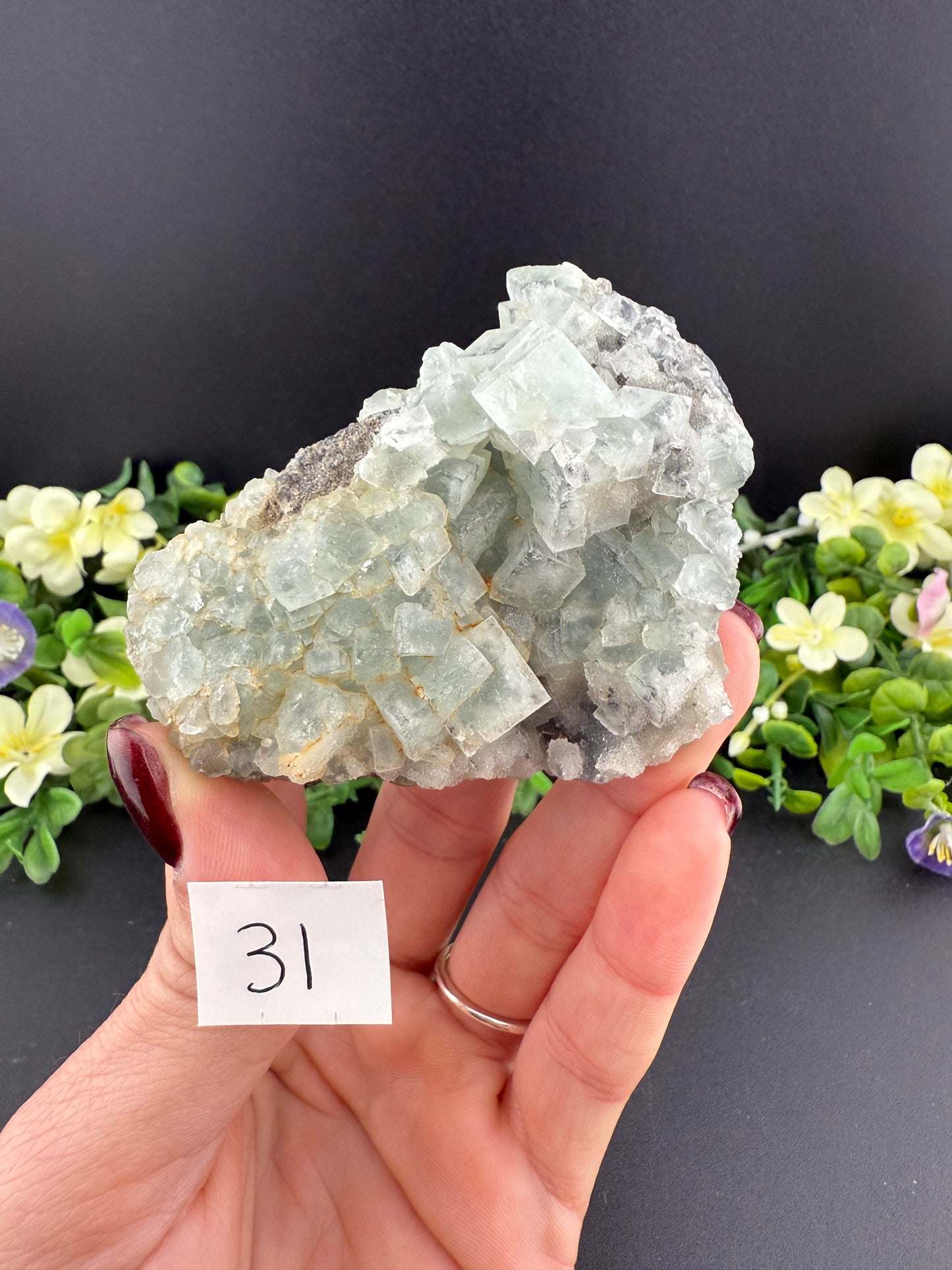 Green Cubic Fluorite on Druzy Quartz Specimens