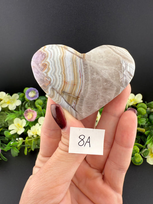 Crazy Lace Agate w/ Amethyst Hearts