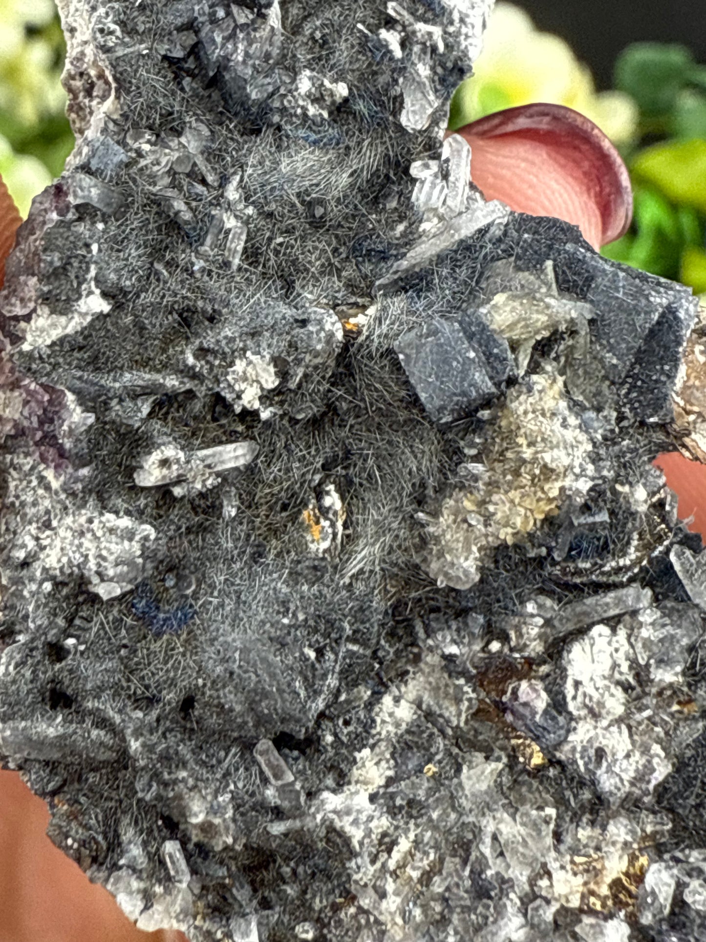YGX Fluorite with Bismuthinite Inclusions