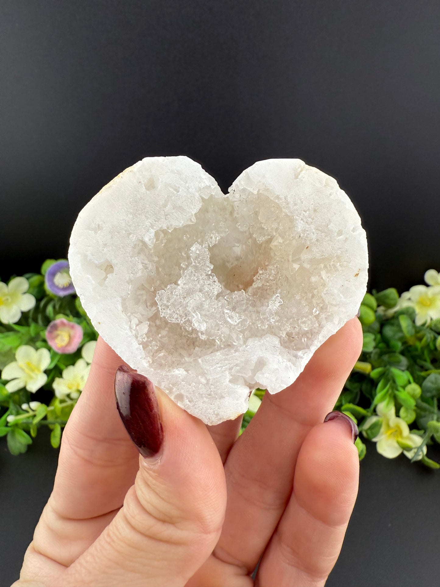 Clear Quartz Geode Heart