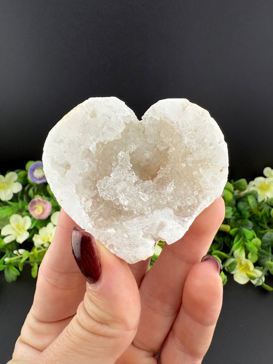 Clear Quartz Geode Heart