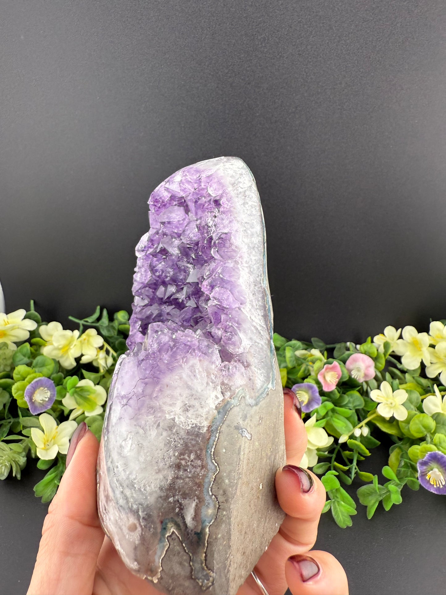Agate with Amethyst Geode Freeform Mountain