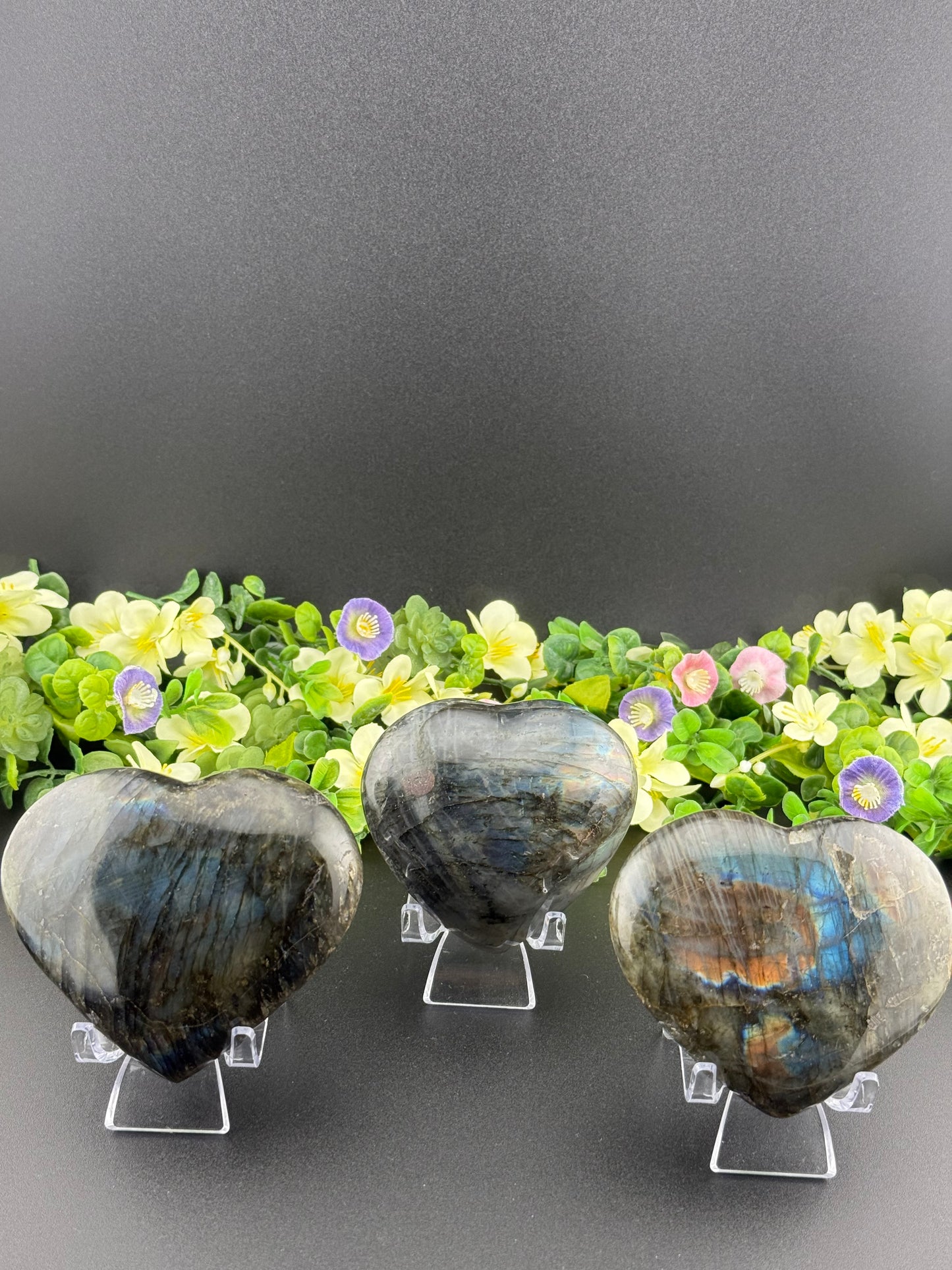 Big Labradorite Hearts