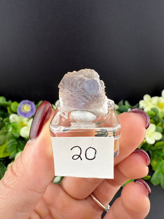 Fluorites on Candle Quartz