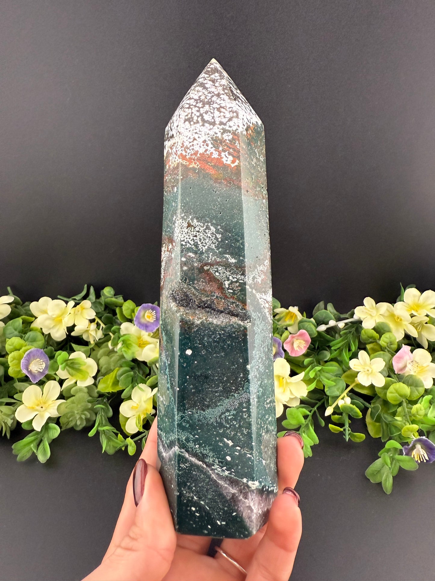 Large Druzy Ocean Jasper Tower