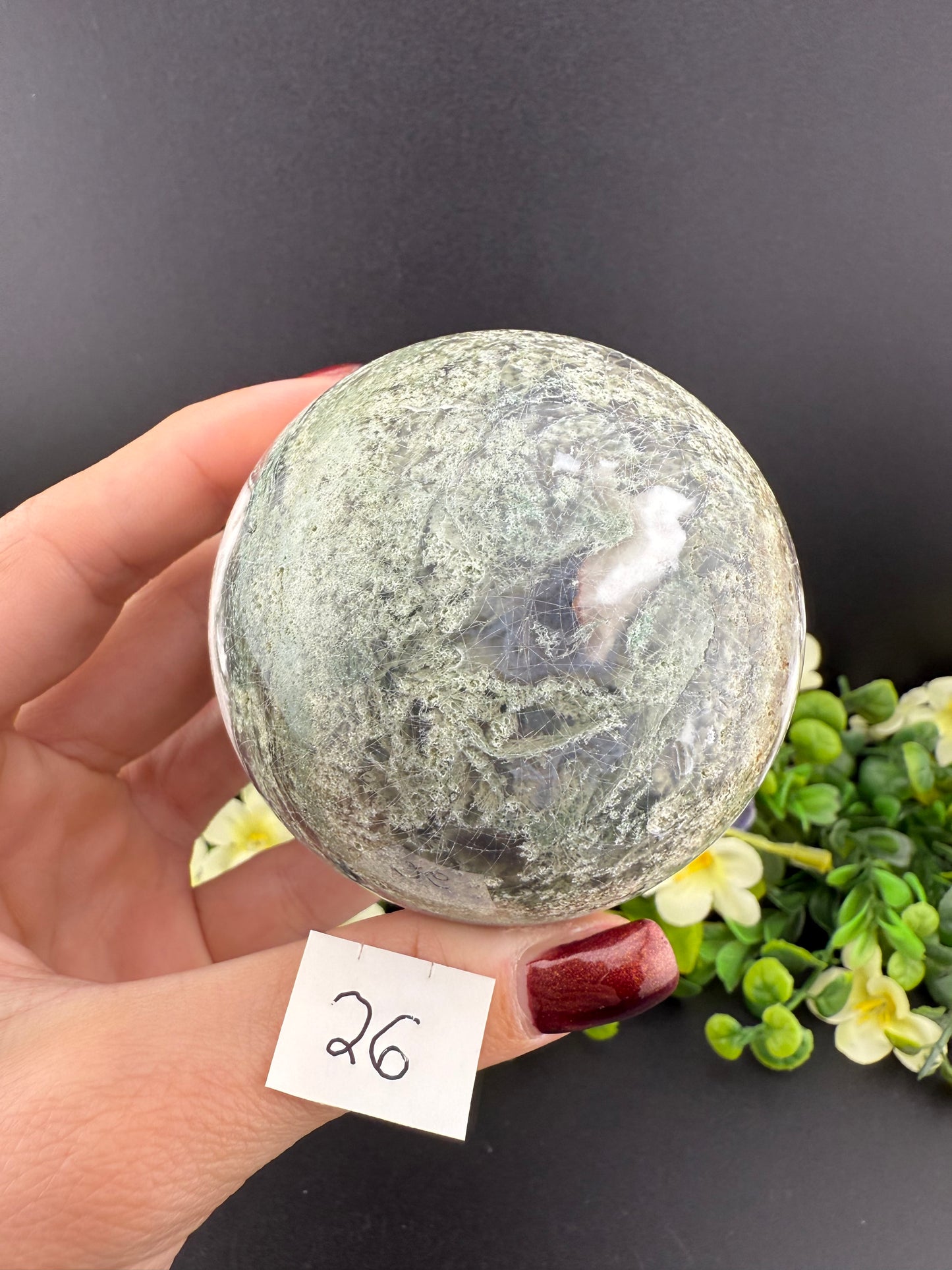White Moss Agate Spheres