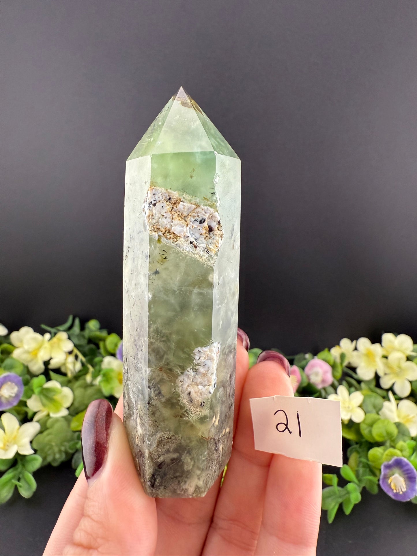 Druzy Prehnite w/ Epidote Inclusions Towers