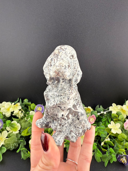 Yooperlite Sitting Dog Carving