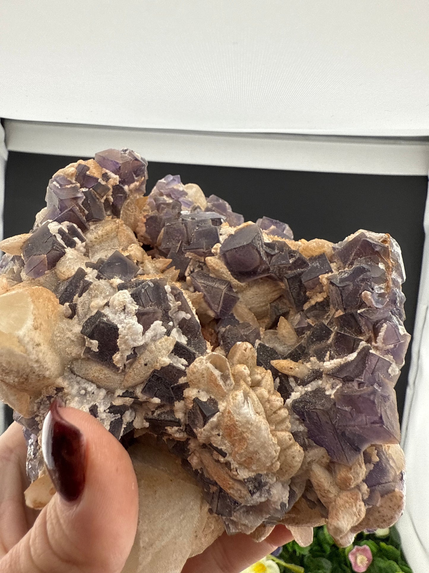 Large Purple Cubic Fluorite w/ Dogtooth Calcite