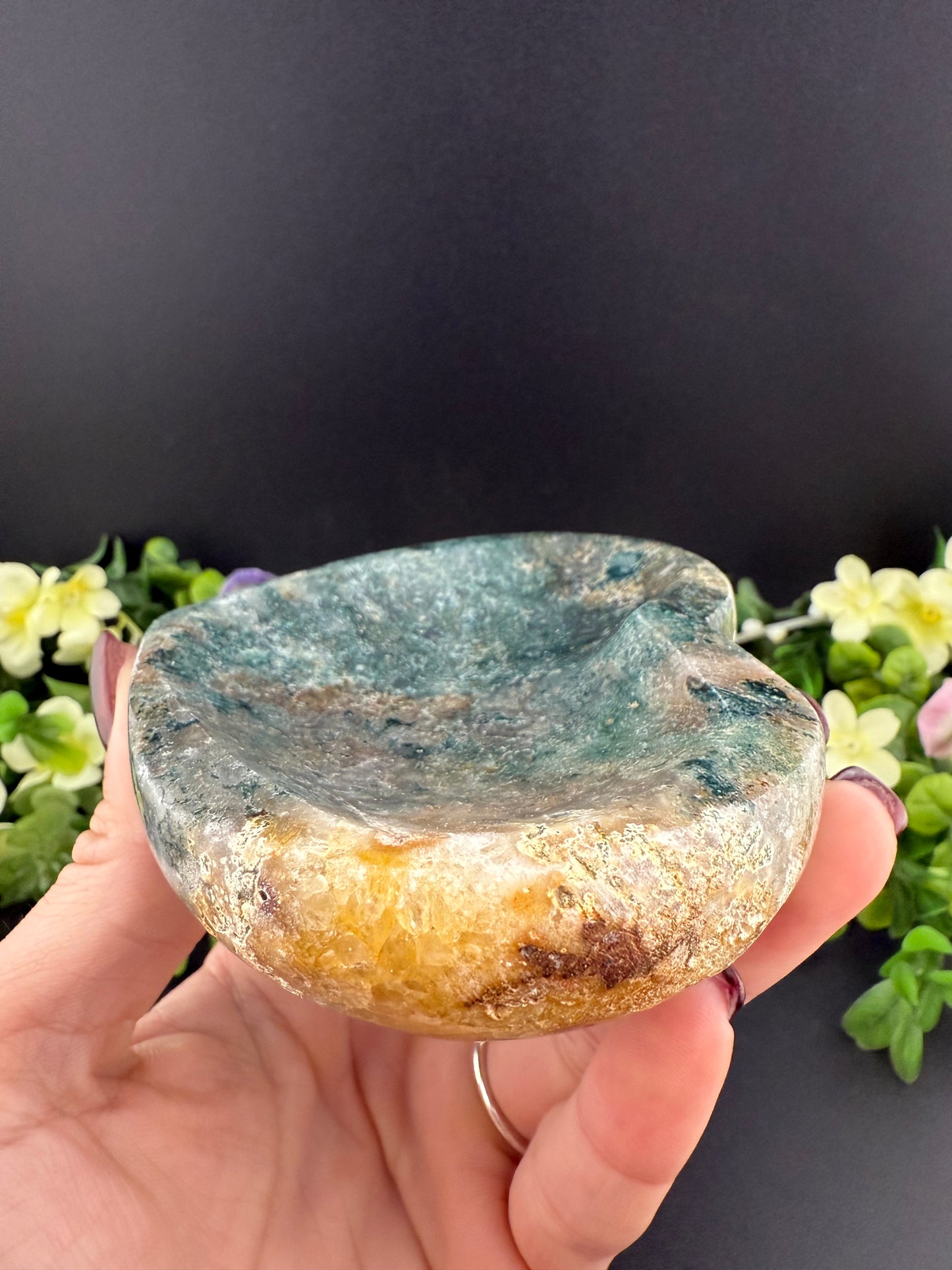 Moss Agate Heart Bowl