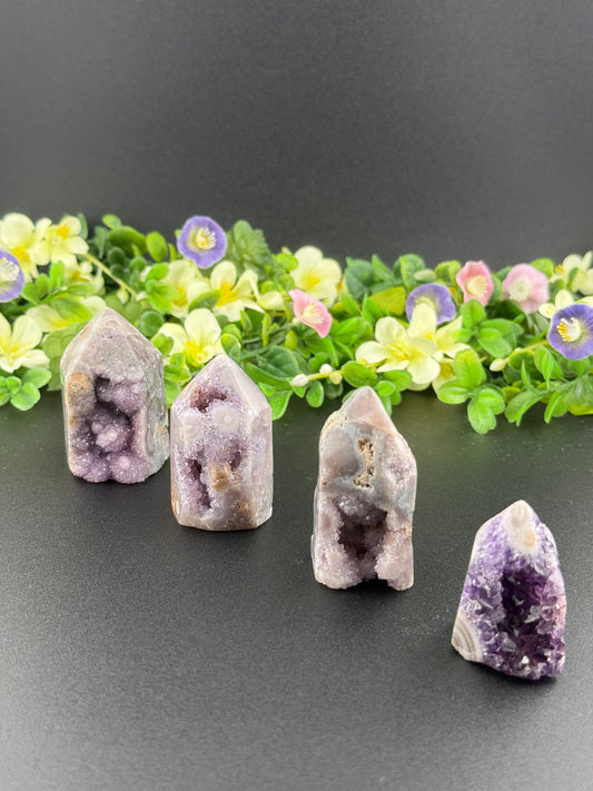 Druzy Pink Amethyst w/ Amethyst Towers