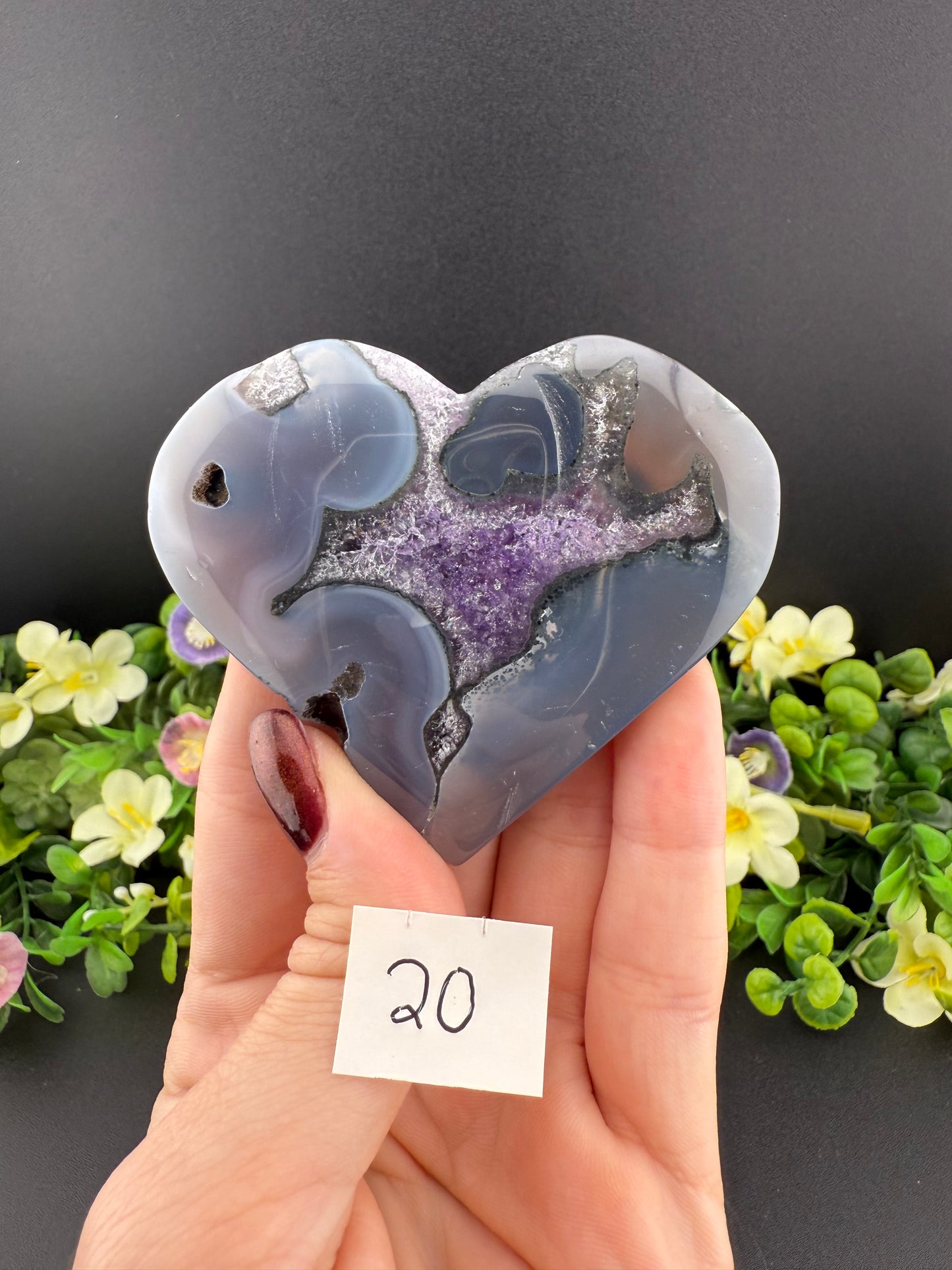 Agate w/ Amethyst Geode Hearts