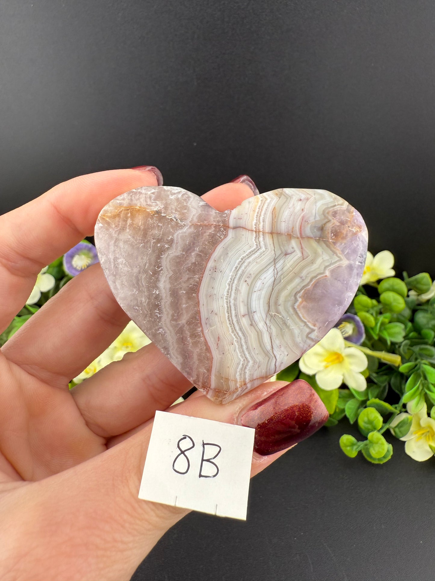 Crazy Lace Agate w/ Amethyst Hearts