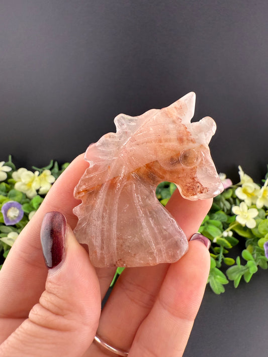 Fire Quartz Unicorn Carving