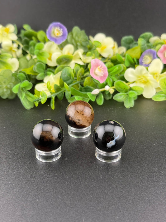 Mini Black Flower Agate Spheres [Intuitively Chosen]