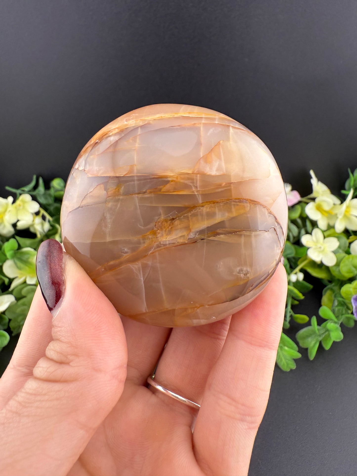 Large Peach Moonstone Palmstone