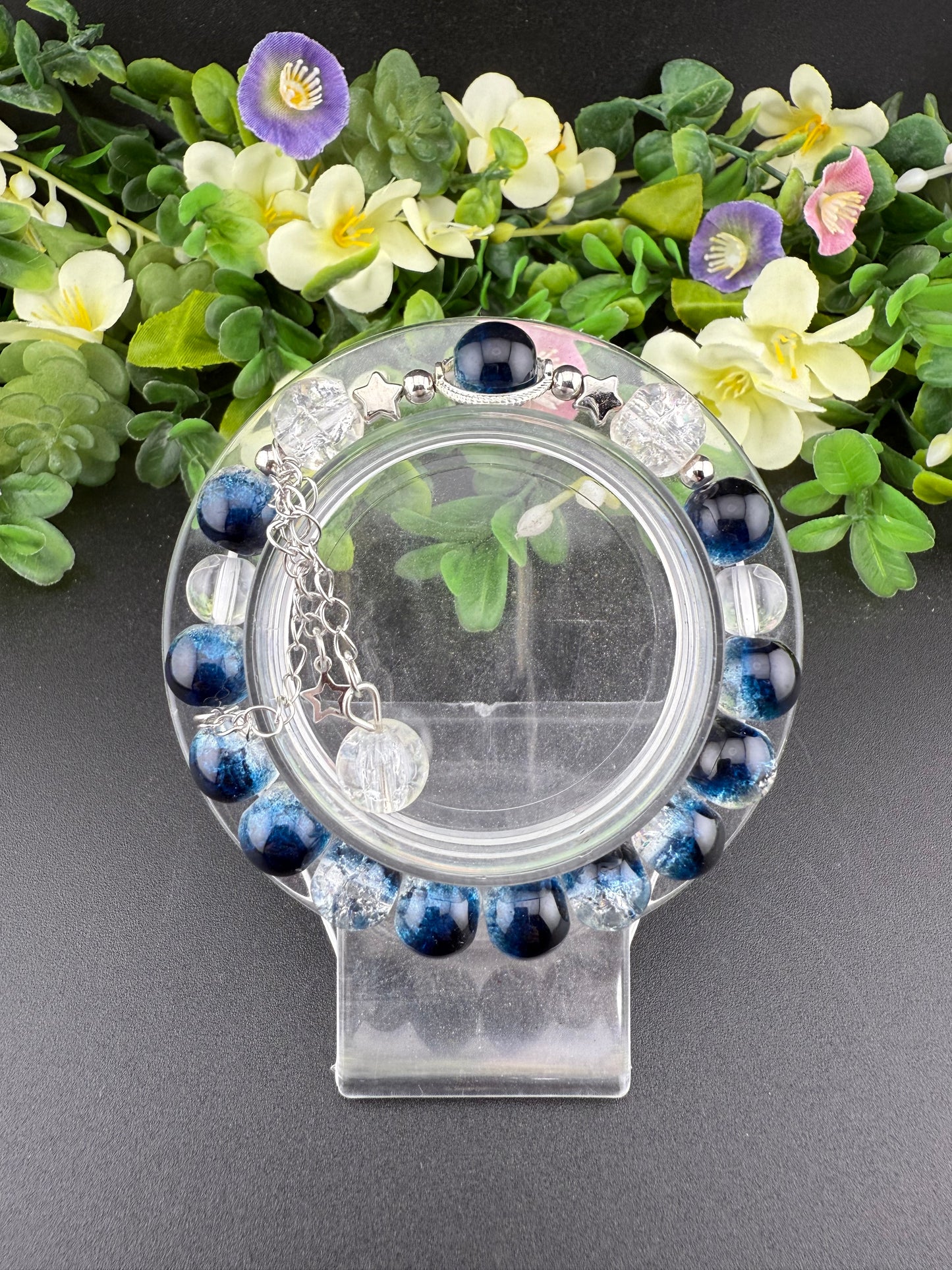 10mm Dyed Blue Crackle Quartz Bracelet