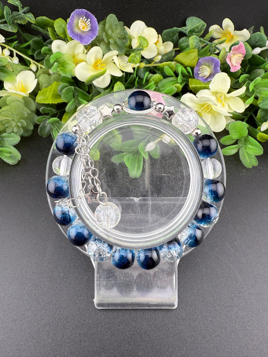 10mm Dyed Blue Crackle Quartz Bracelet