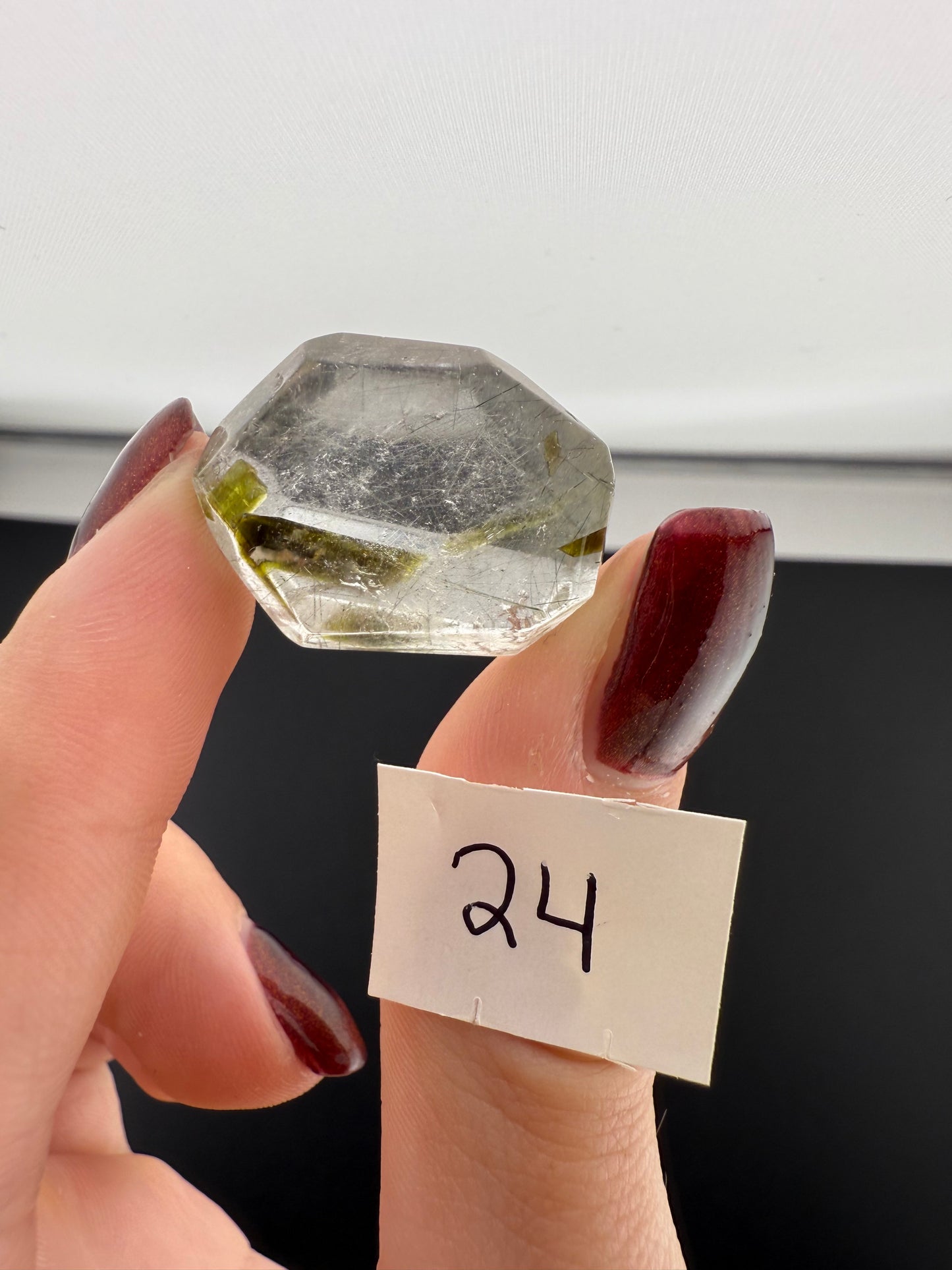 Small Green & Black Tourmaline-Included Quartz Freeforms
