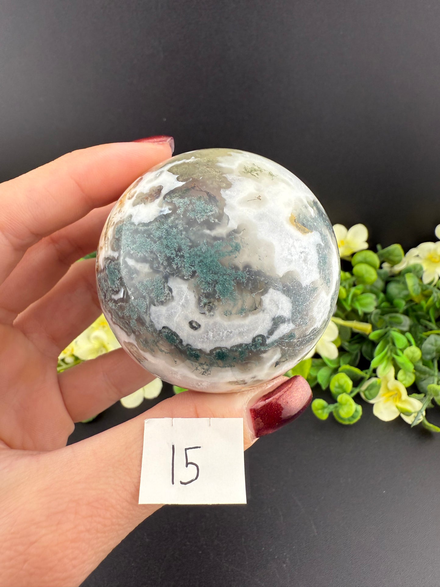 White Moss Agate Spheres