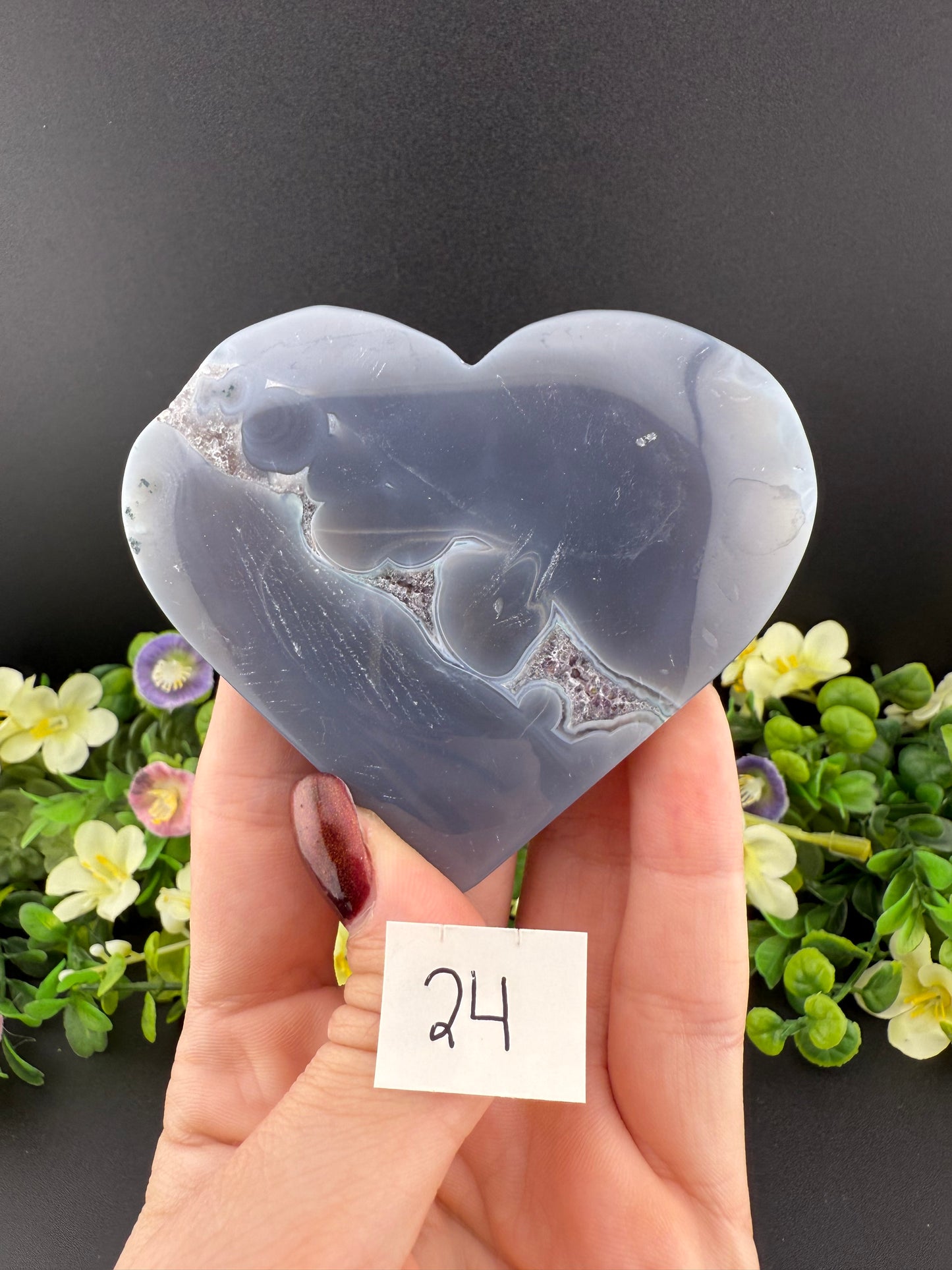 Agate w/ Amethyst Geode Hearts