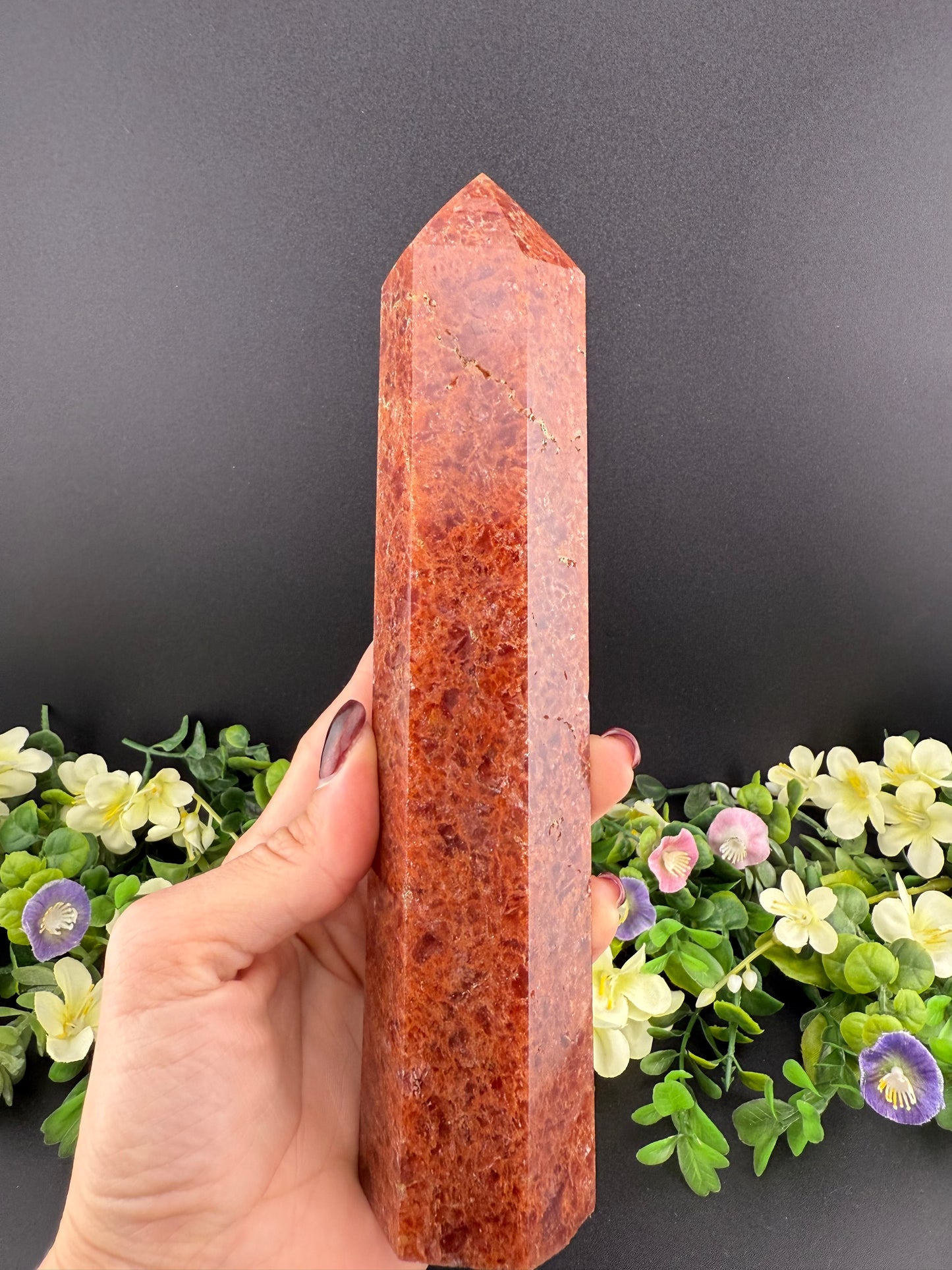 Large Strawberry Quartz Tower