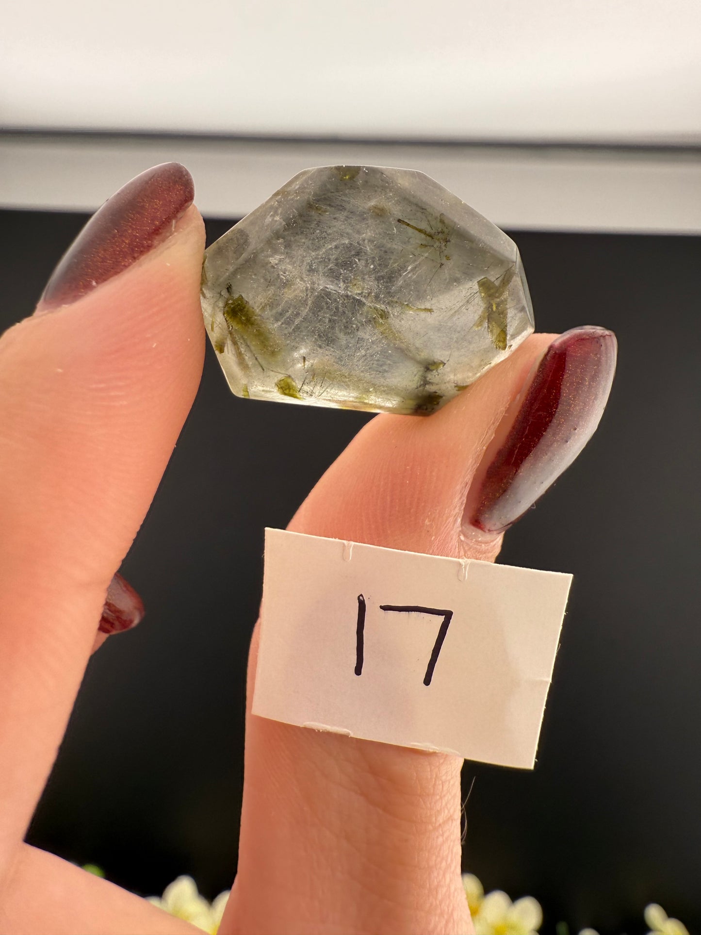 Small Green & Black Tourmaline-Included Quartz Freeforms