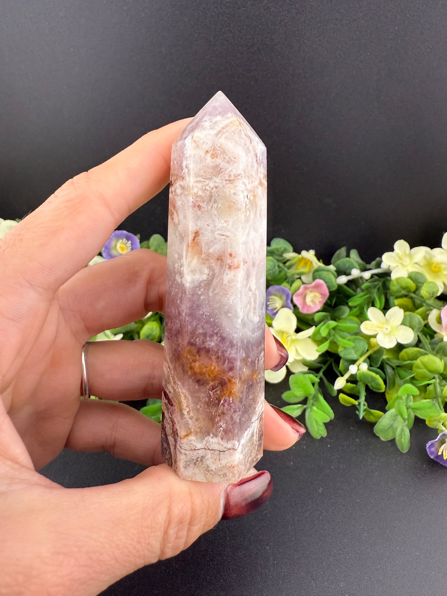 Amethyst with Mexican Crazy Lace Agate Tower