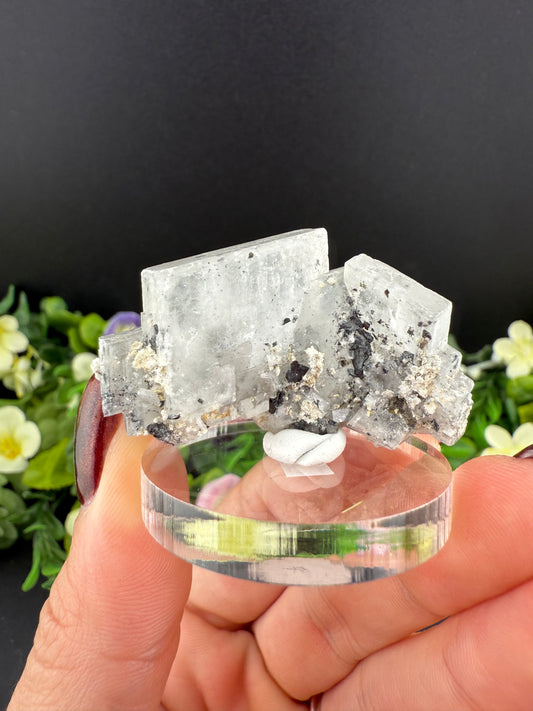 White Baryte with Galena & Pyrite