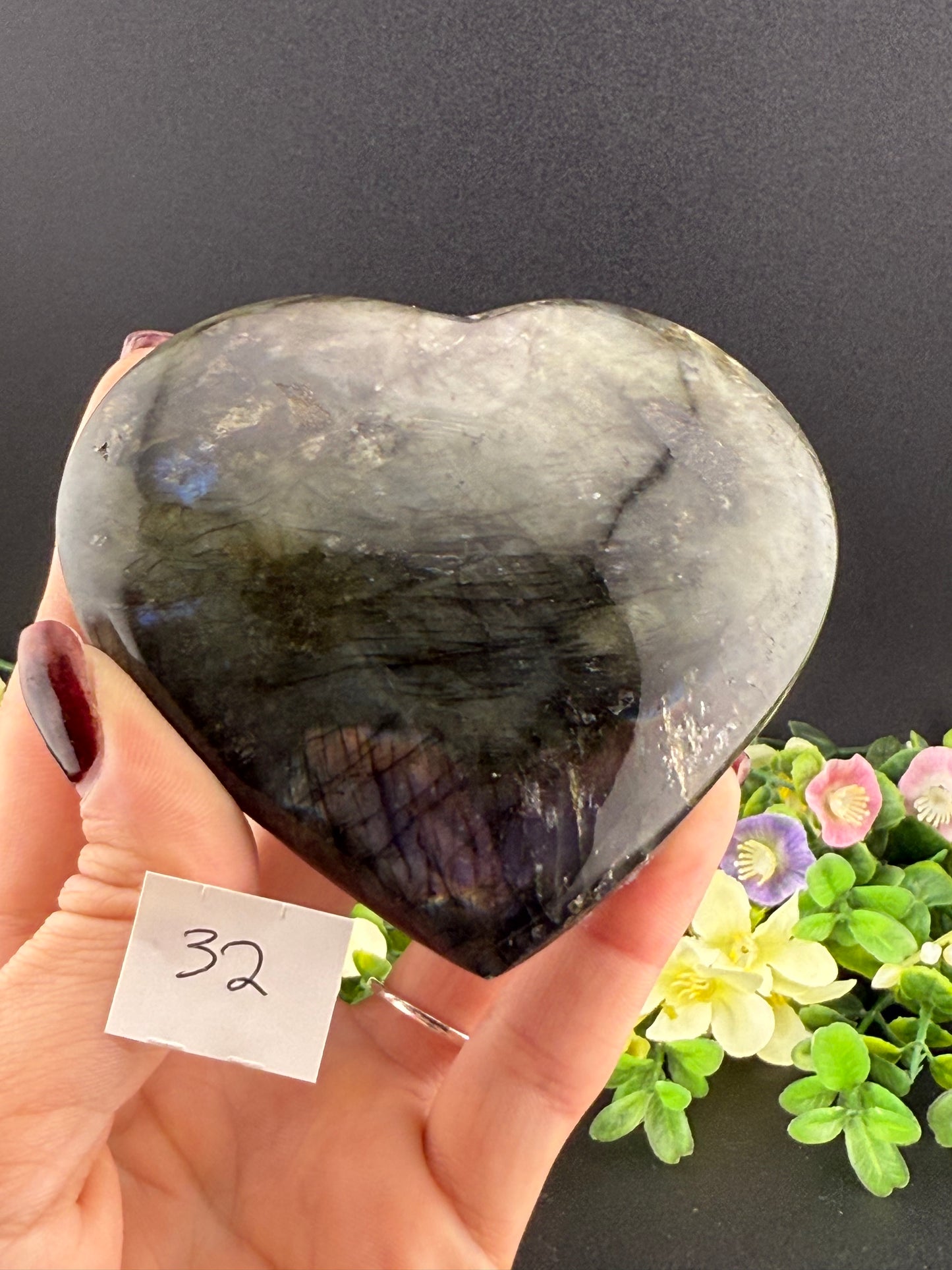 Big Labradorite Hearts
