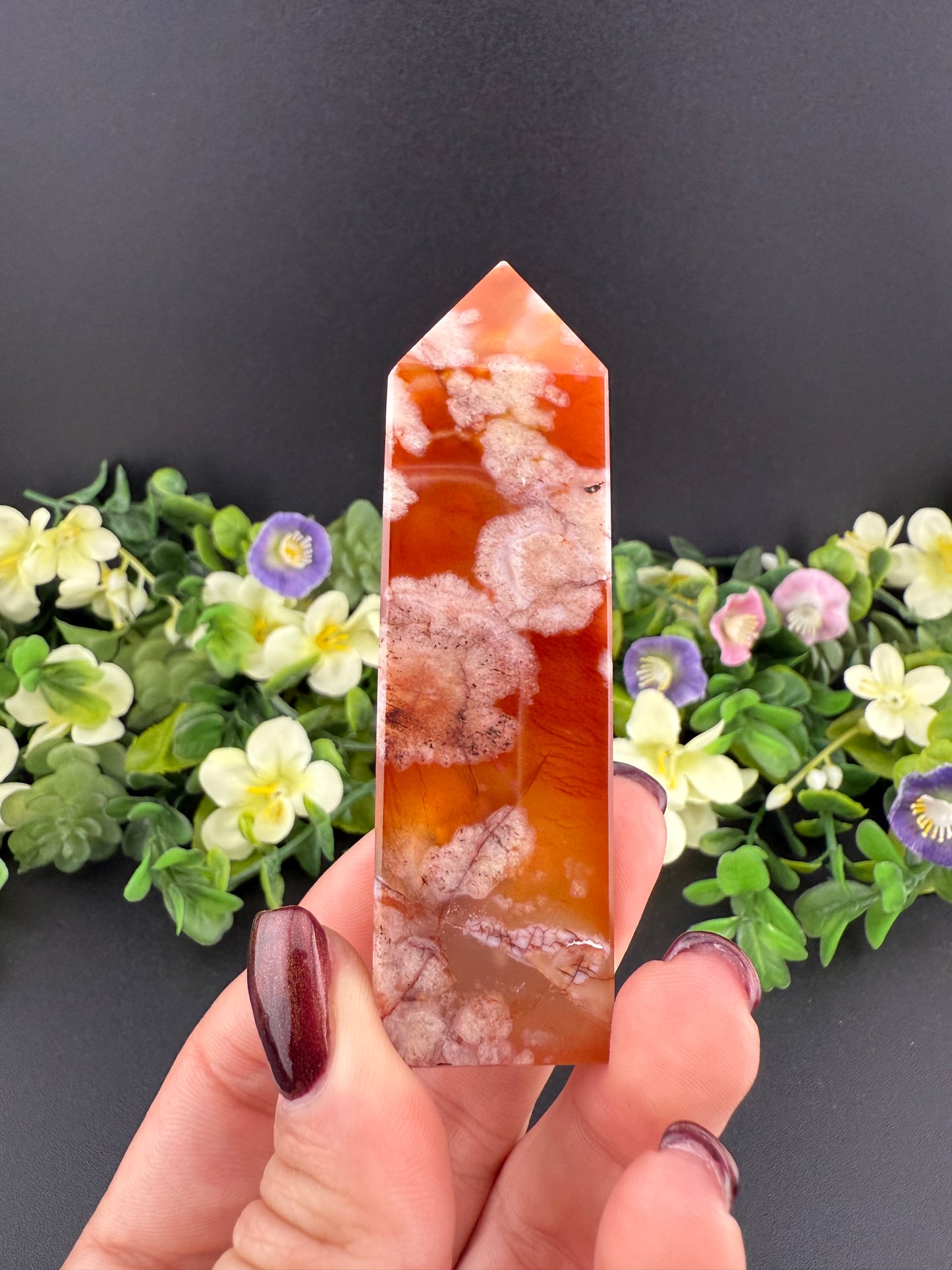 Carnelian Flower Agate Tower