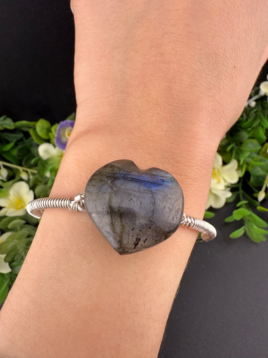 Labradorite Heart Bracelet (Adjustable)