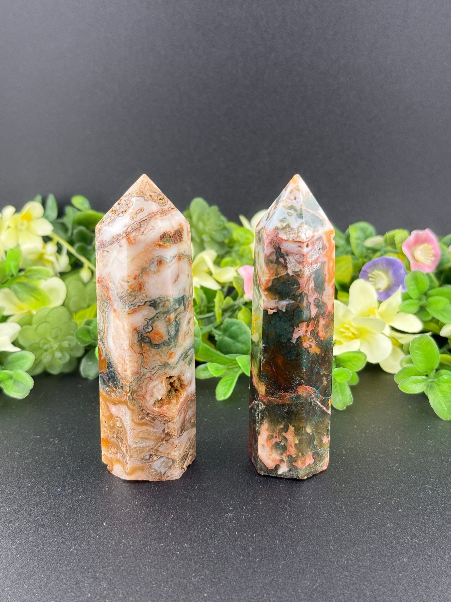 Red Moss Agate Towers