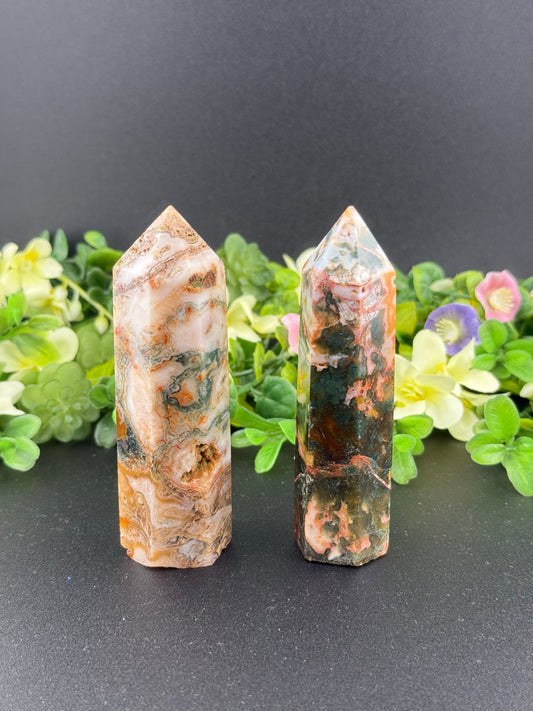 Red Moss Agate Towers