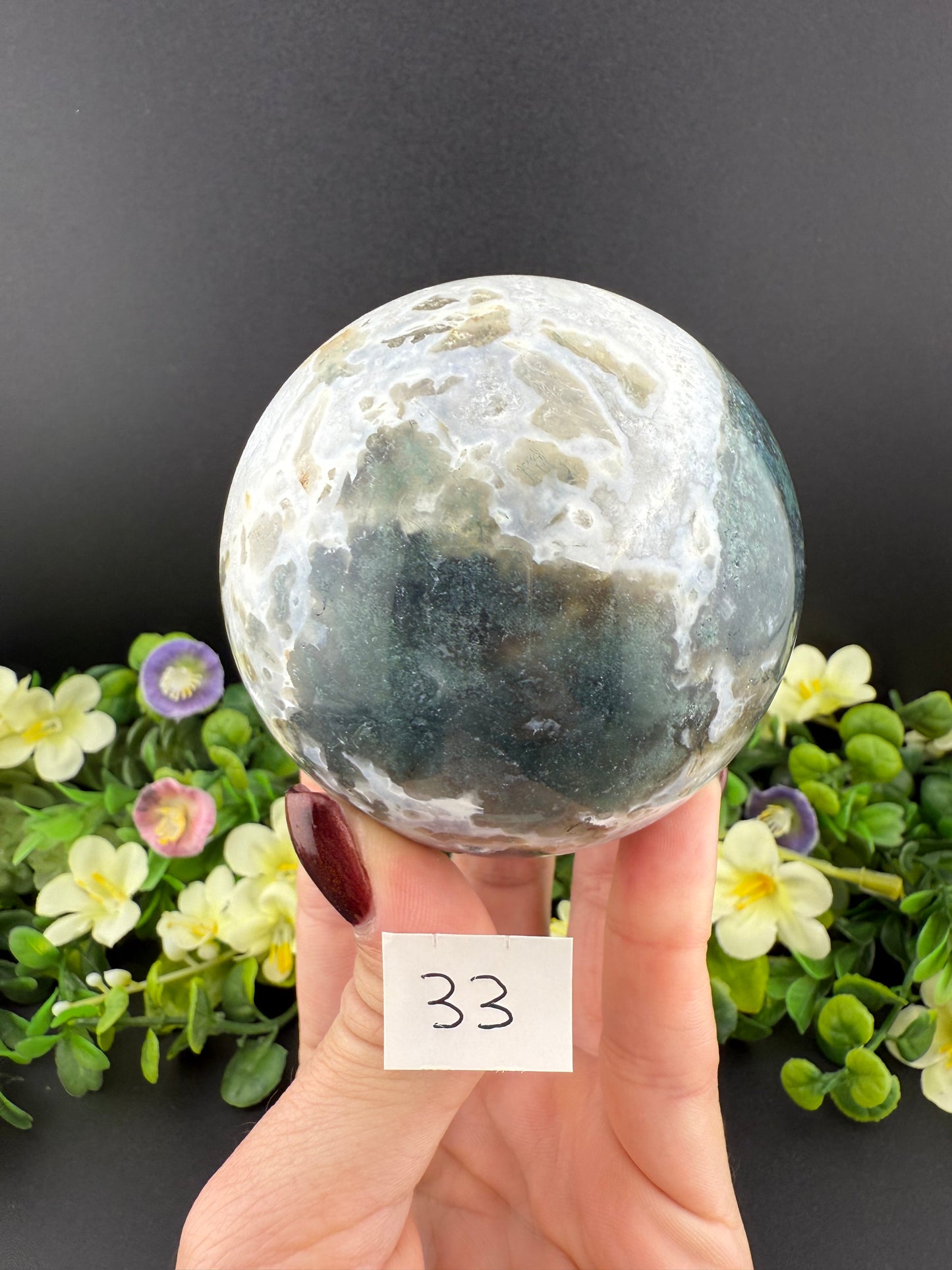 White Moss Agate Spheres
