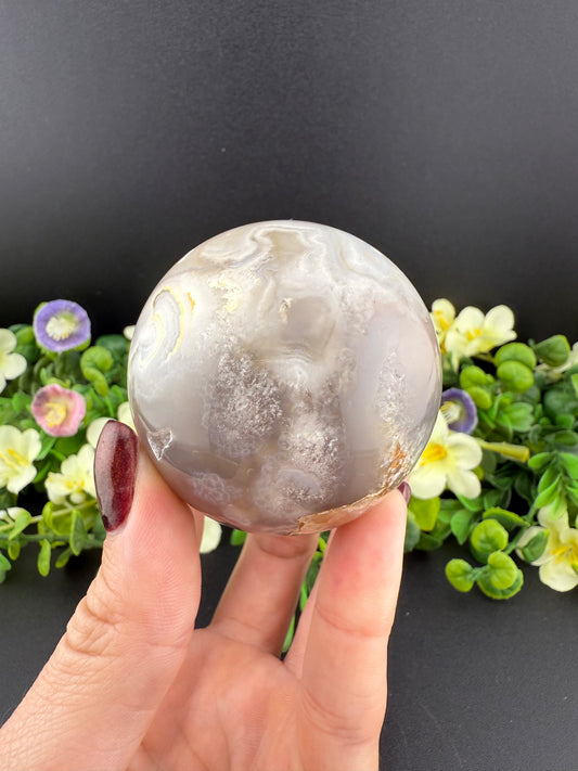 Druzy Flower Agate Sphere