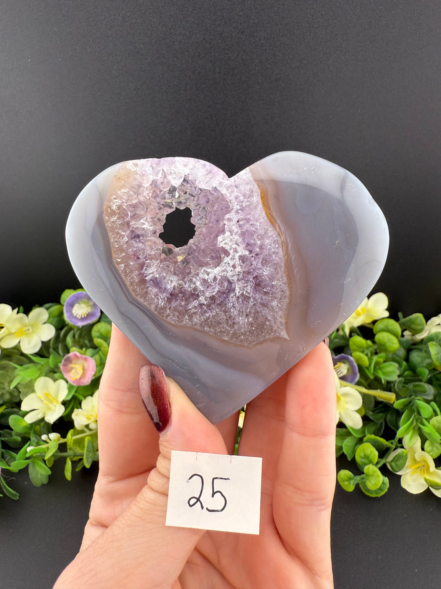 Agate w/ Amethyst Geode Hearts