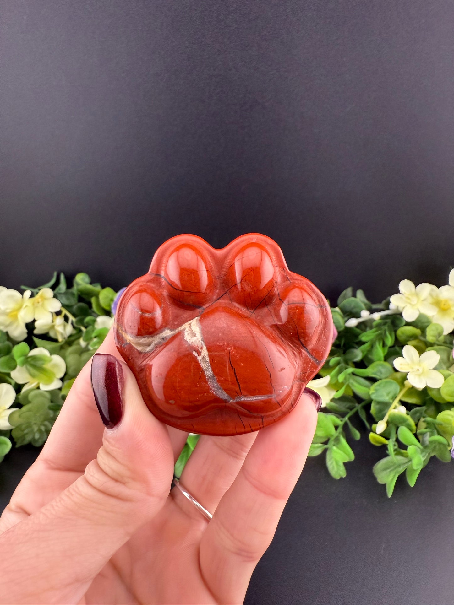 Red Jasper Paw Carving