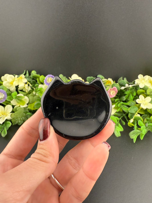 Black Obsidian Cat Head Bowl