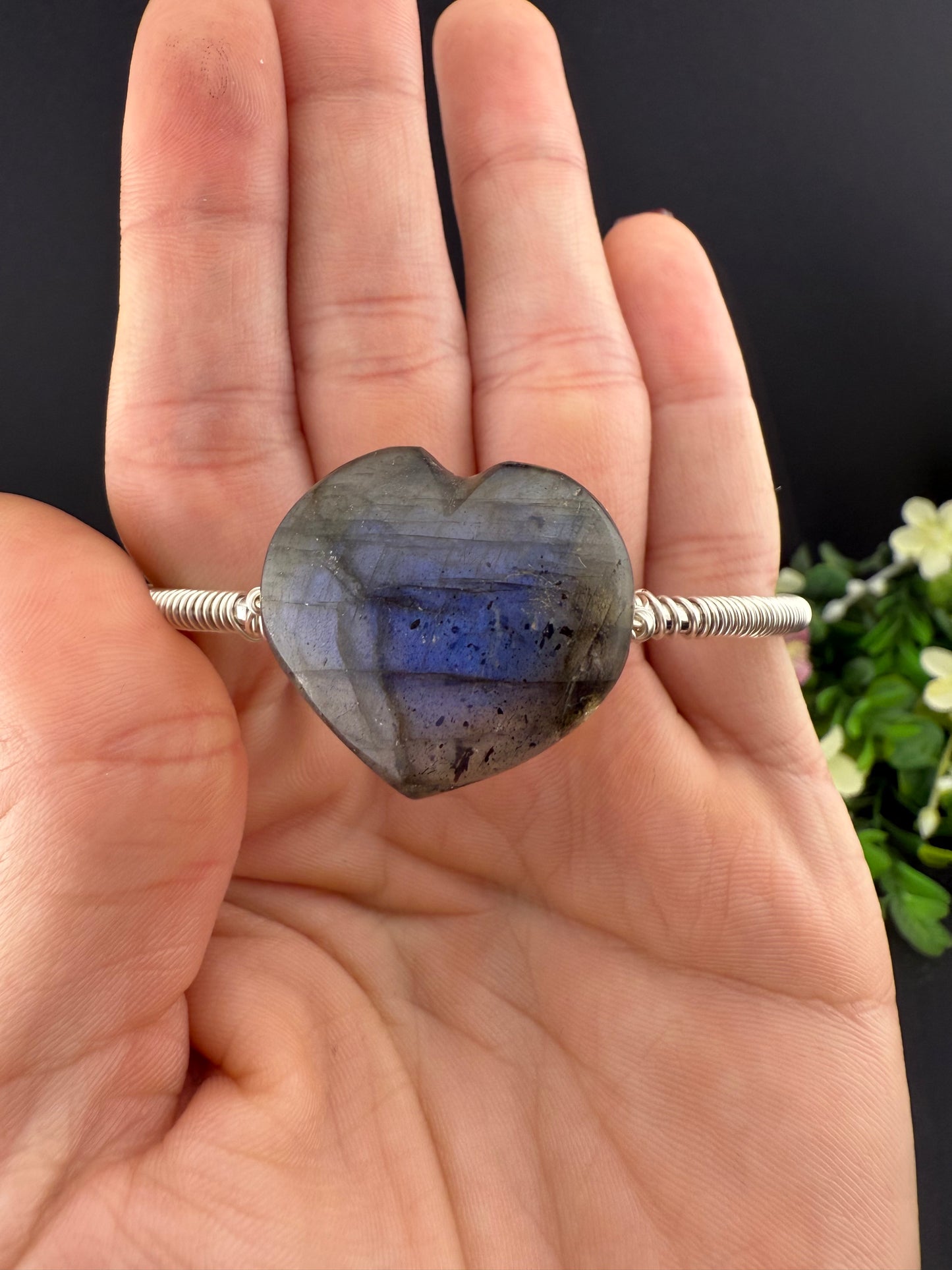 Labradorite Heart Bracelet (Adjustable)