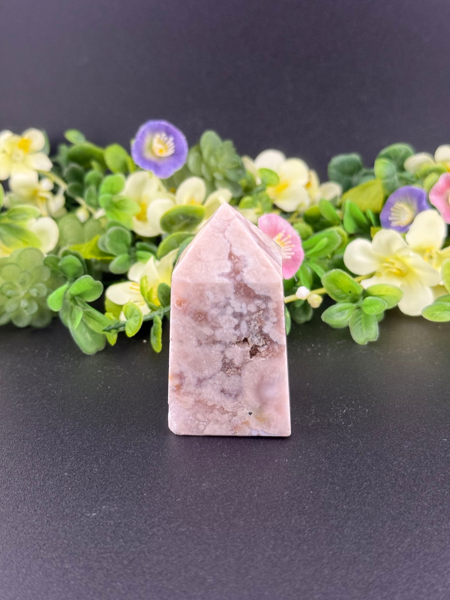 Pink Amethyst w/ Flower Agate Tower
