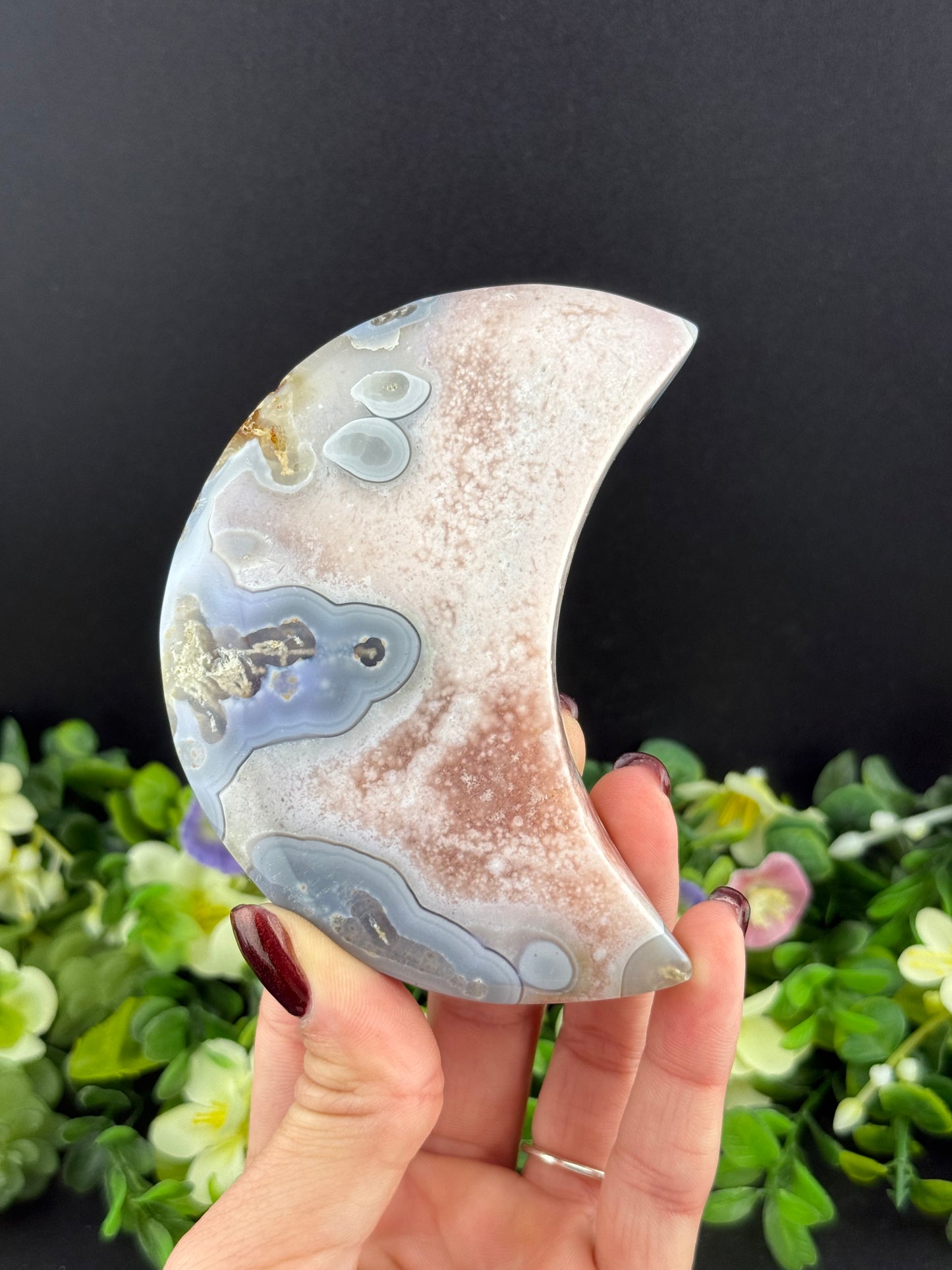 Pink Amethyst w/ Agate Moon