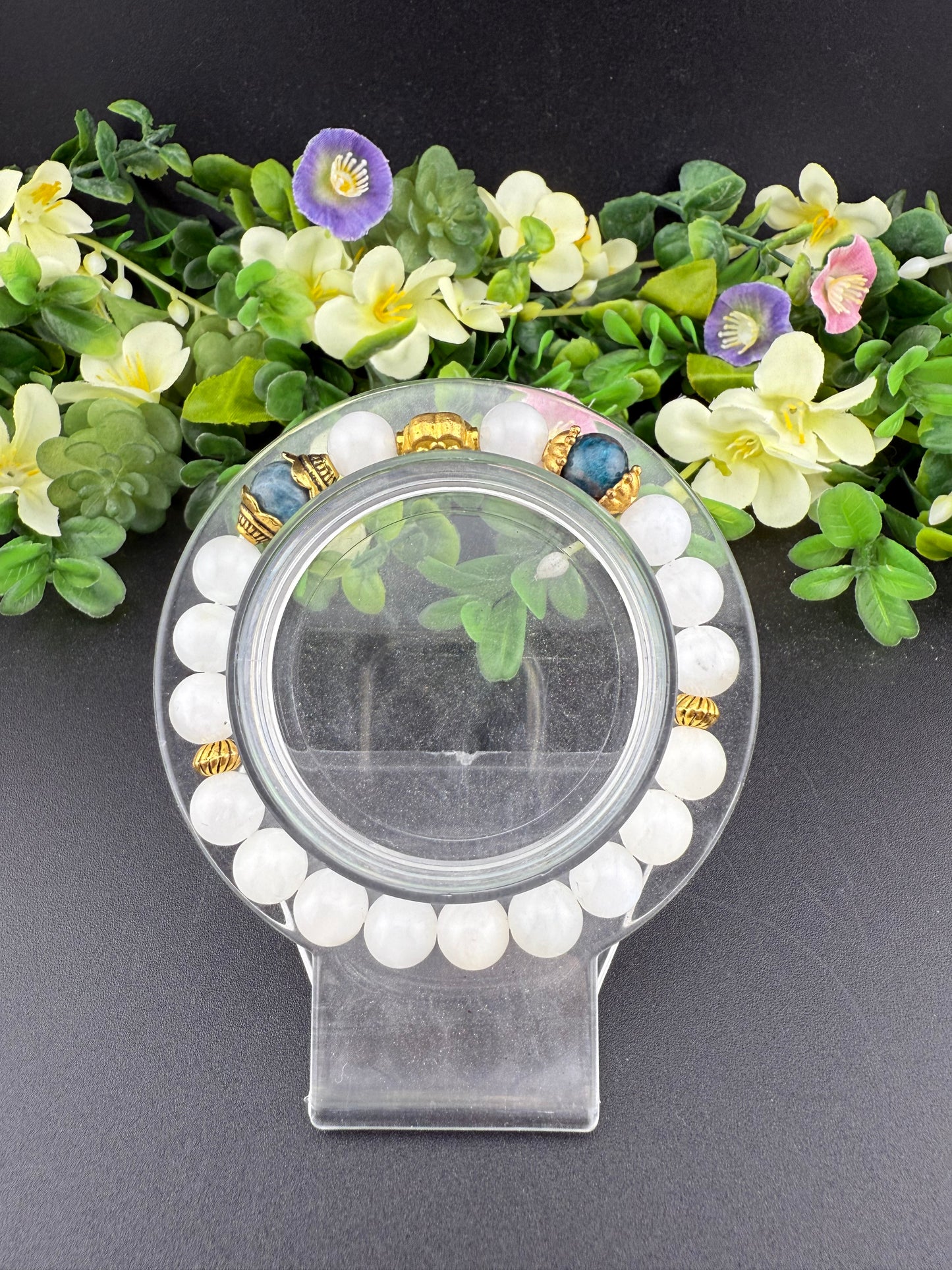 8mm Moonstone & Blue Apatite Bracelet