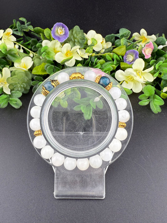 8mm Moonstone & Blue Apatite Bracelet