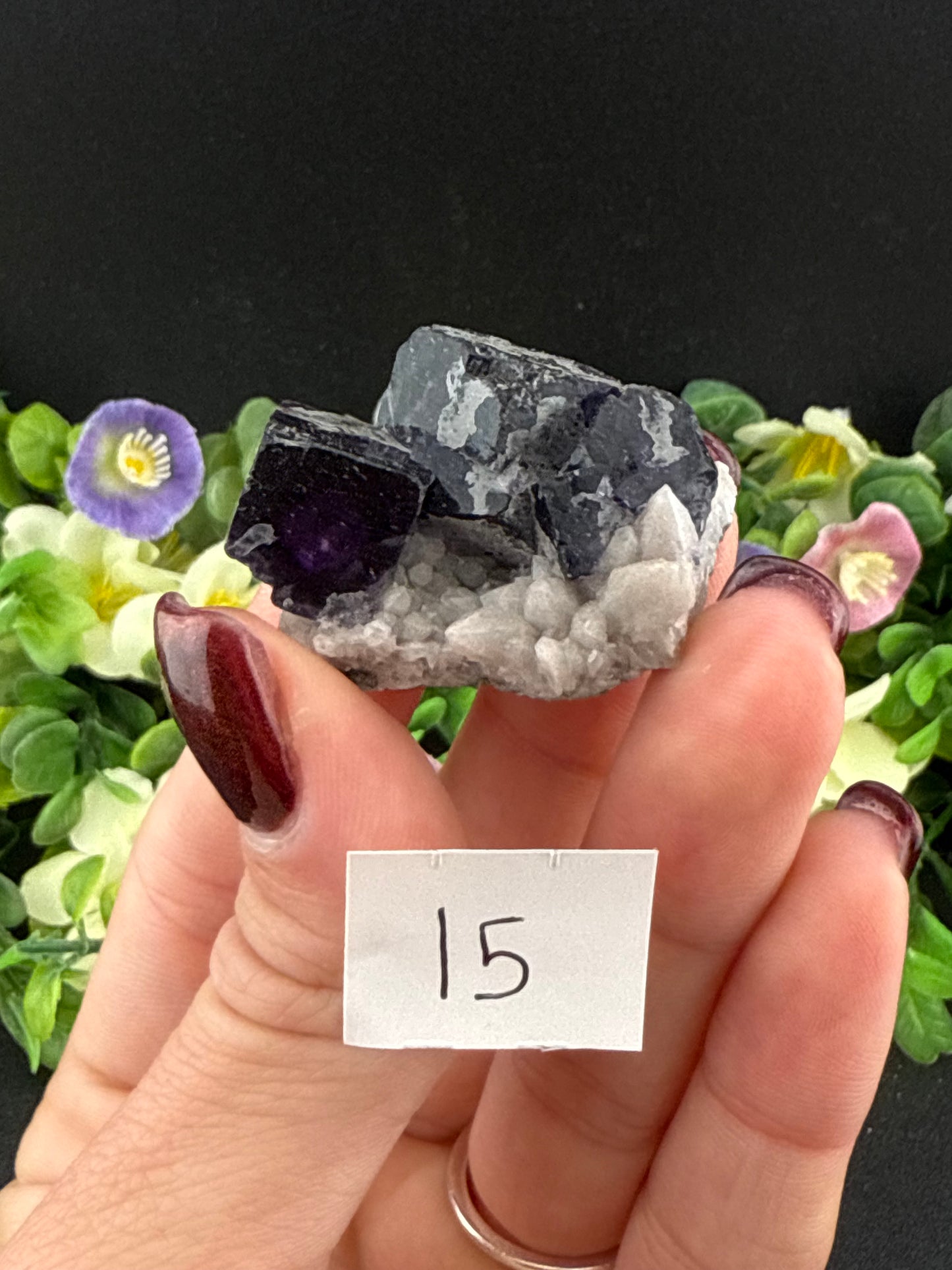 Fluorites on Candle Quartz