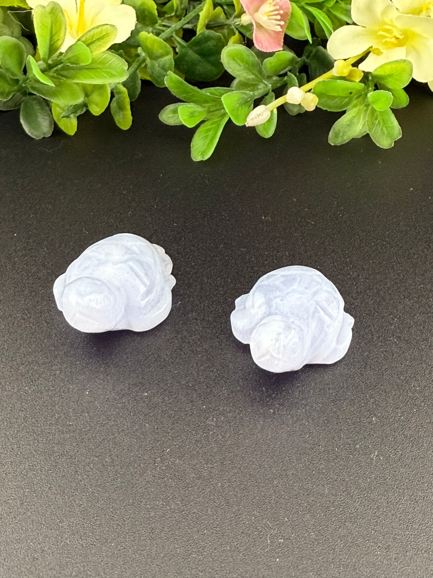 Tiny Blue Lace Agate Turtle Carvings