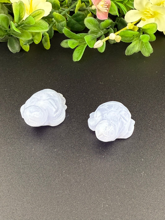 Tiny Blue Lace Agate Turtle Carvings