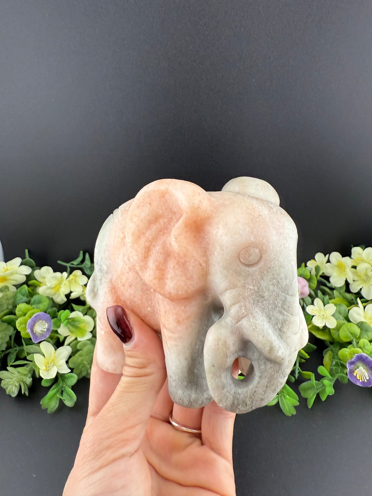 Calcite Elephant Carving