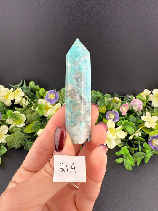 Amazonite w/ Smoky Quartz Towers