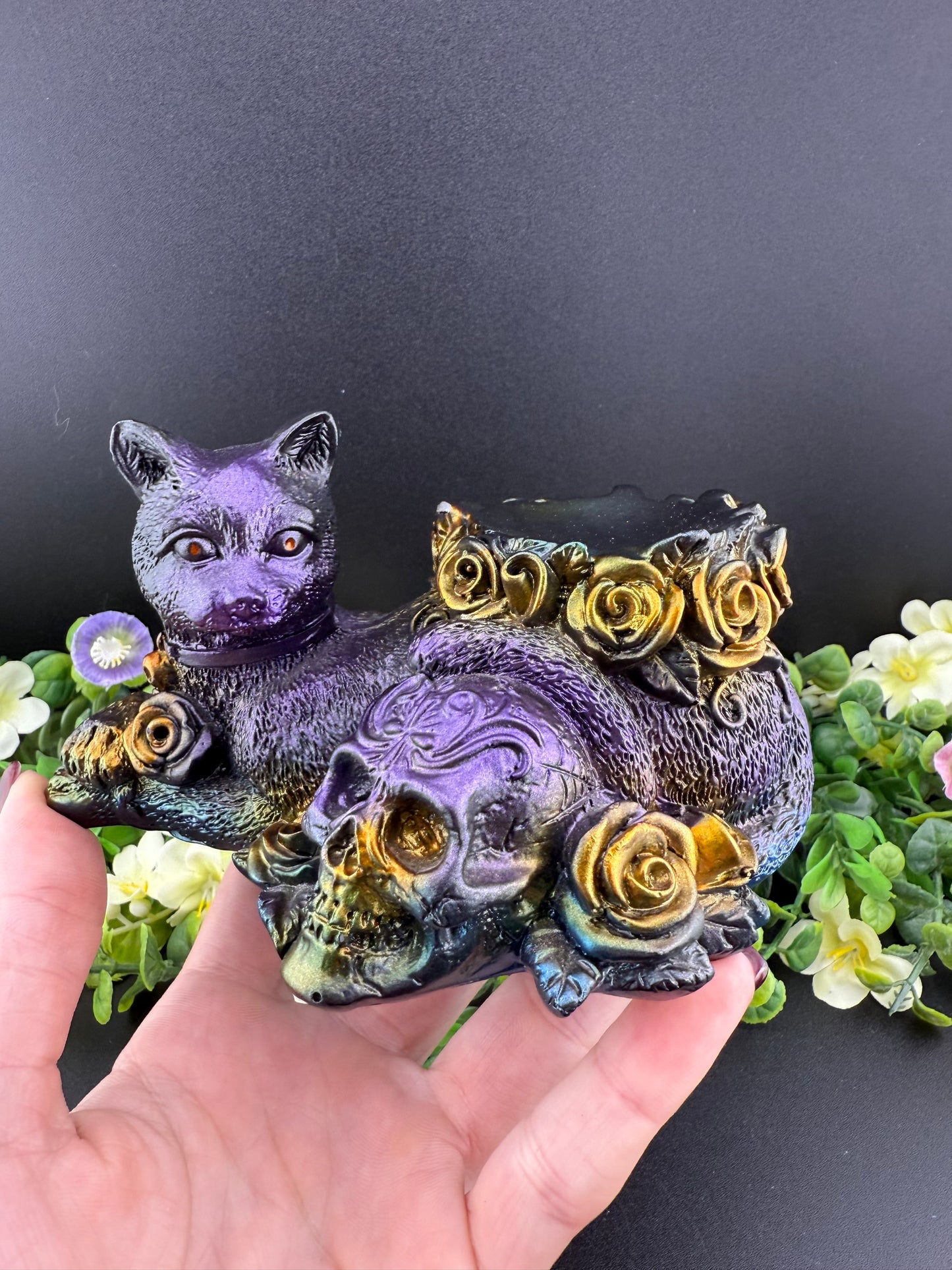 Cat, Skull, & Roses Sphere Stand